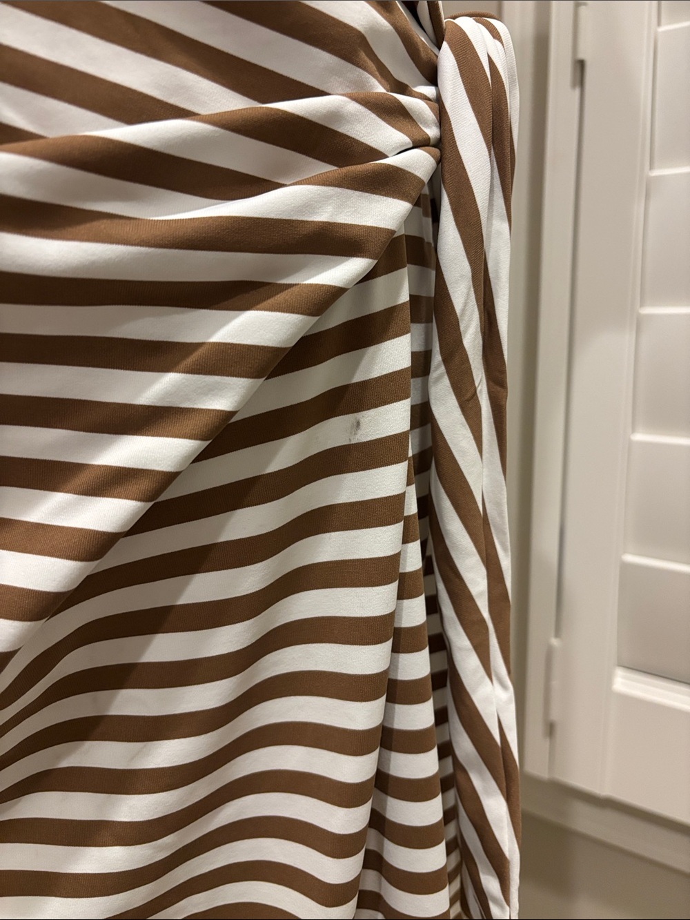 J McLaughlin Brown and White Striped Side-Tie Midi Dress - Picture 5 of 5